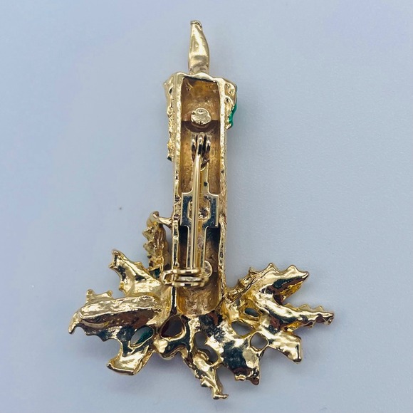 Vintage Christmas Candle Brooch Pin Gerrys 2.25" 5.5cm - Picture 3 of 3